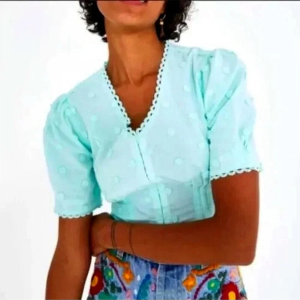 FARM Rio Light Blue Blouse - Picture 1 of 8